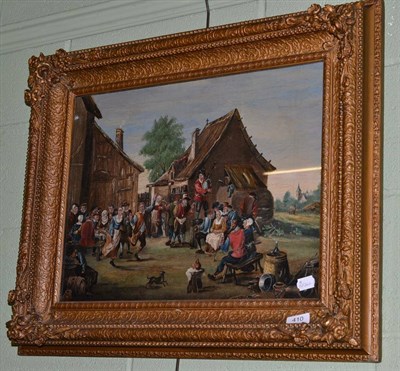 Lot 410 - Continental School, 19th century, Village Revellers in 17th century style, oil on canvas