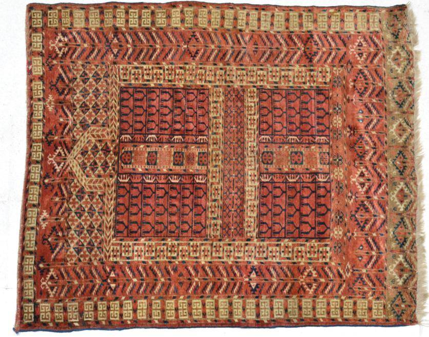 Lot 763 - Tekke Ensi Emirate of Bukhara, circa 1900 The madder quartered field of candelabra motifs...