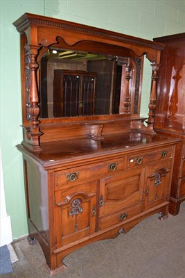 Lot 437 - A late Victorian walnut sideboard, with raised mirror back, 154cm wide