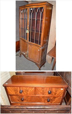 Lot 441 - Mahogany serpentine front glazed display cabinet and a Victorian mahogany three height chest of...