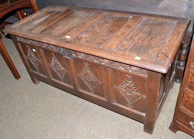 Lot 455 - Late 18th century carved oak blanket chest