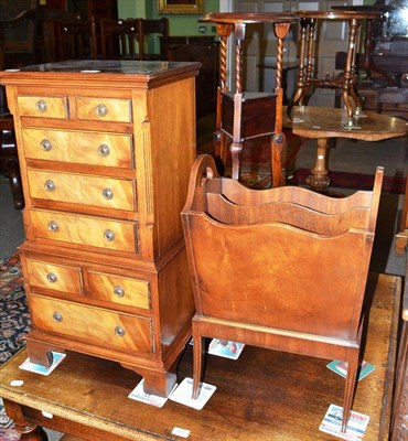 Lot 463 - Reproduction dwarf walnut chest on chest, a Canterbury and a reproduction washstand (3)