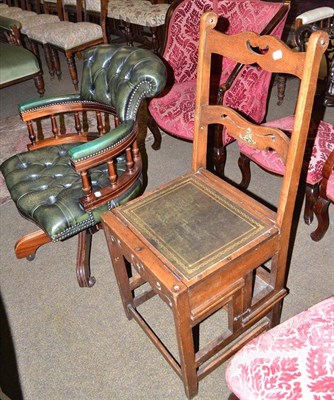 Lot 483 - Metamorphic oak library chair and swivel office chair