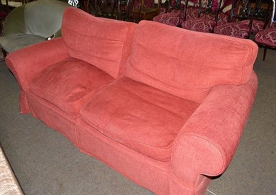 Lot 485 - Red chenille upholstered two seater settee