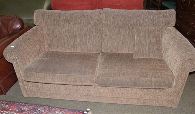 Lot 487 - Modern brown upholstered sofa bed