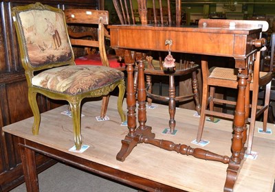 Lot 533 - A Continental mahogany single drawer table and a needlework upholstered chair