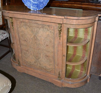 Lot 549 - A Victorian burr walnut credenza, with double bowed, glazed doors flanking a broad central...