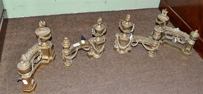 Lot 554 - Two pairs of brass chenets