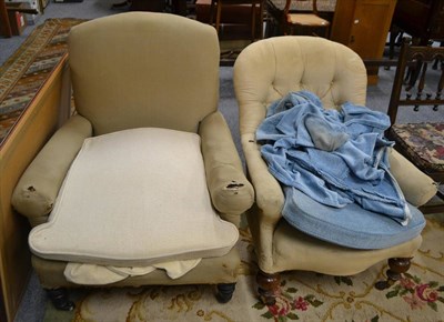 Lot 615 - Victorian easy chair and another with button back