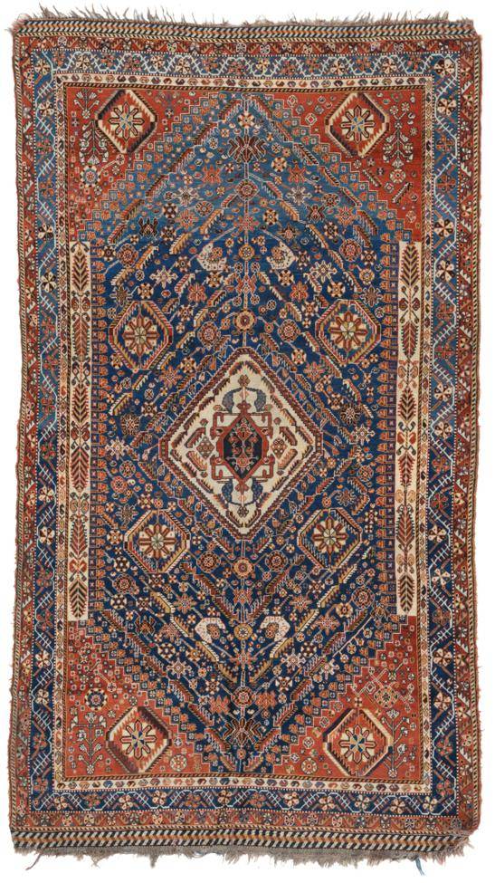 Lot 791 - Fine Kashgai Rug South West Iran, 19th century The abrashed sky blue field with numerous...
