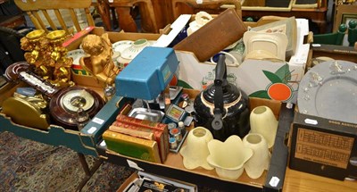 Lot 693 - Quantity of assorted decorative ceramics, glassware, barometer, a Royal Doulton tapestry...