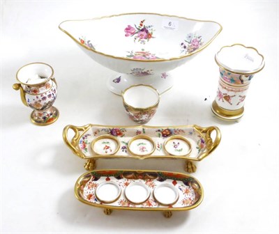 Lot 6 - 19th century lozenge shaped footed bowl and five small pieces of Spode