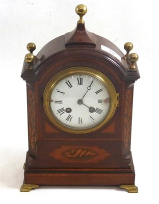 Lot 12 - A mahogany mantel clock with inlaid decoration