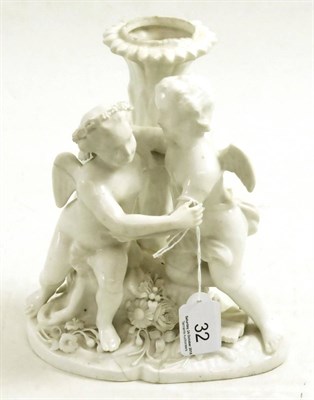 Lot 32 - A Derby porcelain figure group of two putti