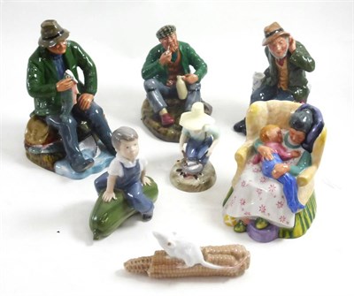 Lot 44 - Four Doulton figurines, another smaller and two Copenhagen figures