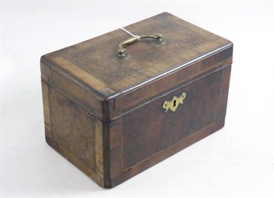 Lot 46 - George III walnut crossbanded tea caddy/card box