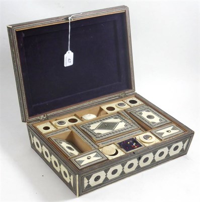 Lot 47 - Highly decorated sewing box with ivory inserts (a.f.)
