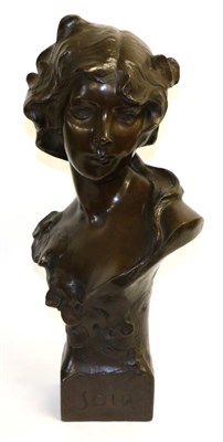 Lot 810 - J Cautier: A Bronze Bust of Sola, titled, signed, 63cm high