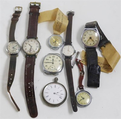 Lot 52 - A Jaeger LeCoultre gent's wristwatch together with six other wristwatches and two fob watches (9)
