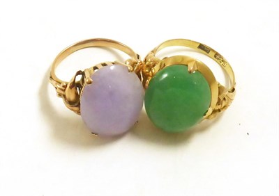 Lot 65 - A lavender jade ring and a jade ring (2)