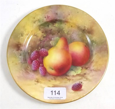 Lot 114 - A Royal Worcester fruit plate, decorated with pears and apples, E Townsend