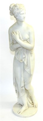 Lot 817 - After Antonio Canova (1757-1822): A Marble Figure of The Venus Italica, on a circular plinth,...