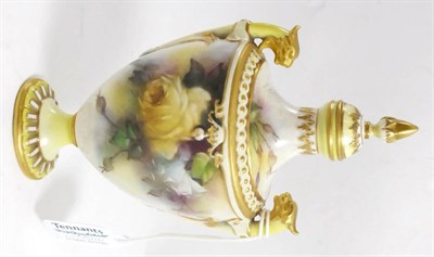 Lot 124 - A Royal Worcester, Hadleys vase with yellow roses