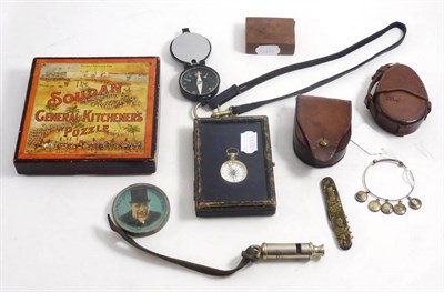 Lot 126 - Collection of Boer War related memorabilia, assorted military and other compasses etc