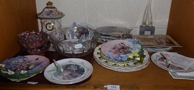 Lot 164 - Assorted collector's plates, ceramics, glass, clock etc