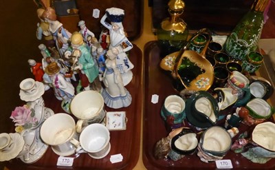 Lot 170 - Two trays of figures, Bohemian glassware, Royal Doulton etc