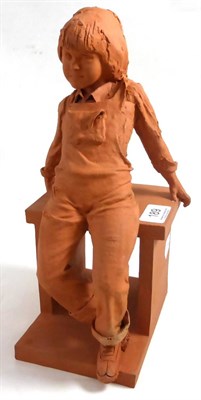 Lot 189 - Kenneth Pots, a terracotta figure of a child, signed