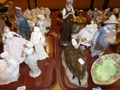 Lot 206 - Maling dish, Royal Worcester figure and nine assorted ceramic figures