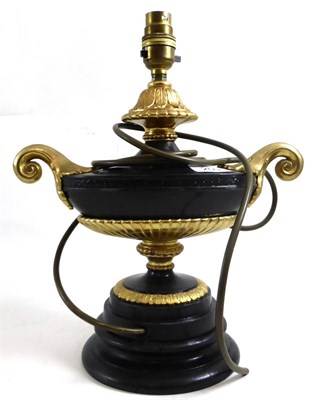 Lot 209 - A classical shaped bronzed and gilt urn shape table lamp, converted to electricity