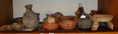 Lot 298 - A large group of pre-Columbian terracotta vessels including: Mayan bowls, Mixtec plates, etc