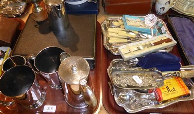 Lot 318 - A collection of assorted silver plate (on two trays)