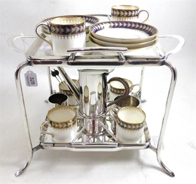 Lot 328 - Hukin & Heath Wedgwood electroplated coffee set on the form of a tea trolley