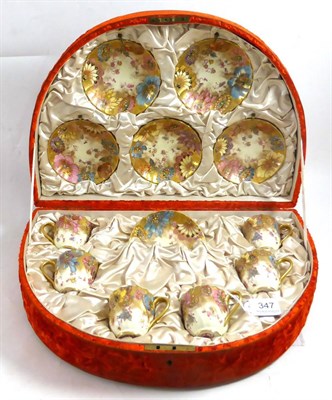 Lot 347 - Royal Crown Derby cased coffee set, pattern number 2554