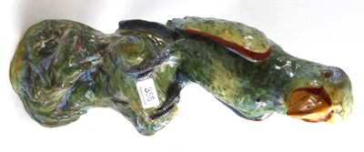 Lot 356 - A late 19th/early 20th century French faience earthenware parrot, 40cm