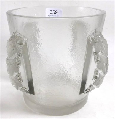 Lot 359 - A modern Lalique Epernay clear and frosted ice bucket or champagne cooler, of tapered form with...