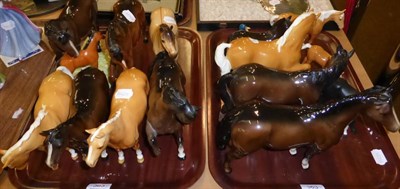 Lot 363 - A group of Beswick horses including palomino, mares, stallions, foals, highland pony etc (3...