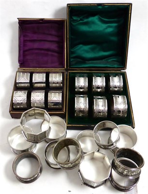 Lot 380 - A quantity of silver and silver plated napkin rings