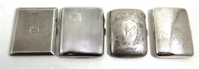 Lot 393 - Four silver cigarette cases