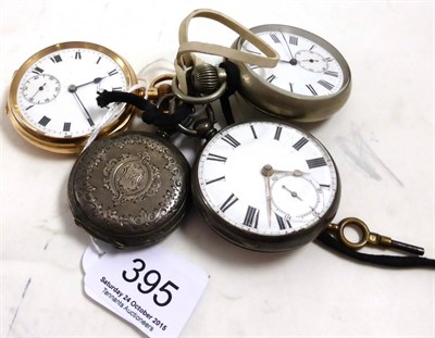 Lot 395 - A group of silver and other pocket watches (5)