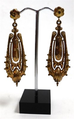 Lot 407 - A pair of Victorian drop earrings