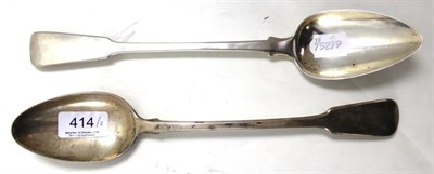 Lot 414 - Two George III silver basting spoons