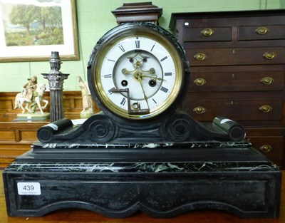 Lot 439 - A bronze-mounted green marble mantel clock