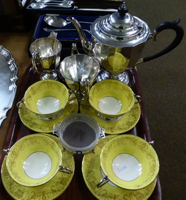 Lot 451 - 1920s silver three piece tea service Sheffield, pair of silver ashtrays, an Edwardian pierced...