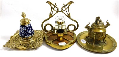 Lot 465 - Three 19th century inkwells