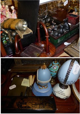 Lot 471 - Musical box, loco model, marbles, etc