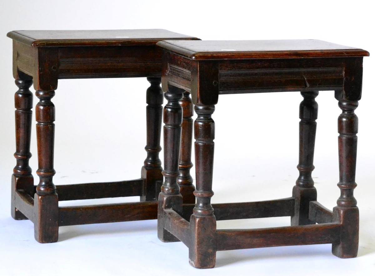 Lot 867 - A Matched Pair of English Oak Joint Stools,